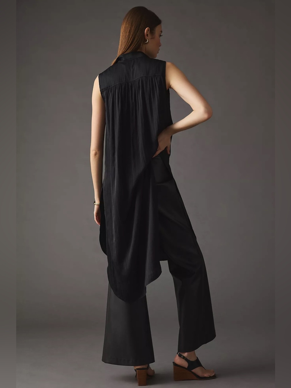 By Anthropologie Black Sleeveless Tunic Top Size M - Picture 3 of 13